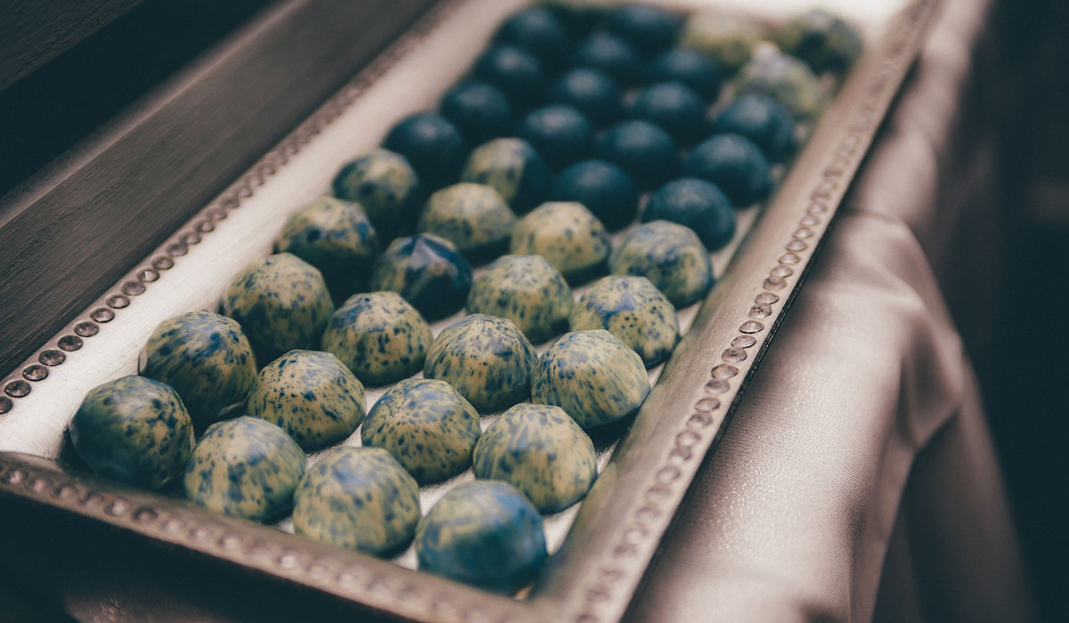 Chocolates arranged on a platter